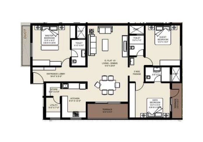 3 BHK 2370 Sq. Ft. Apartment