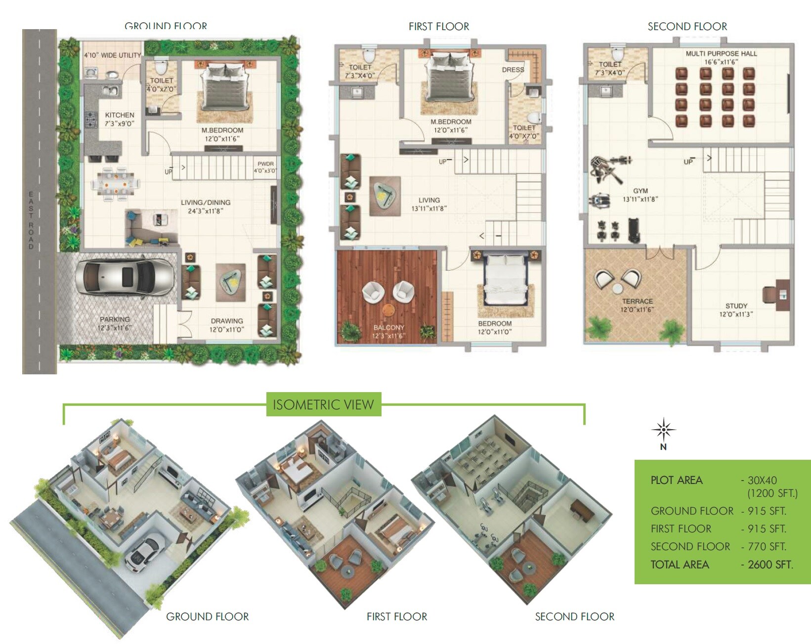 Floor plan of 5 BHK 2600 Sq. Ft. Villa in SKR Gardens, Bangalore