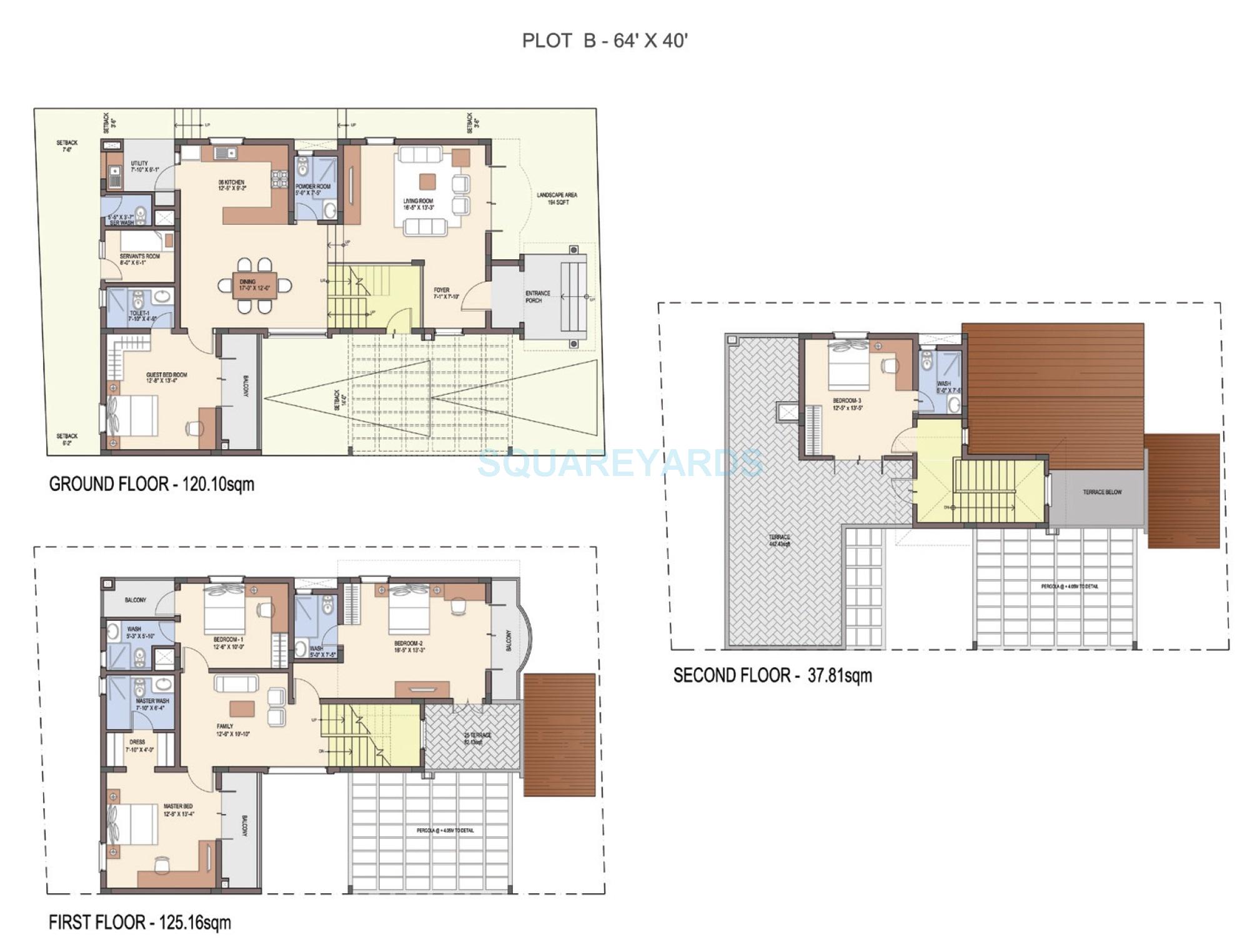 Floor plan of 5 BHK 3047 Sq. Ft. Villa in Skylark Arcadia, Bangalore