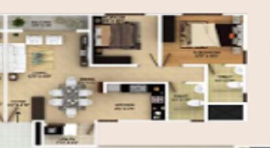Floor plan of 2 BHK 1185 Sq. Ft. Apartment in Skylark Ithaca, Bangalore
