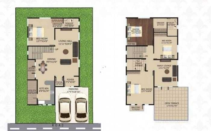 Floor plan of 4 BHK 2586 Sq. Ft. Villa in Skylite Vesta, Bangalore
