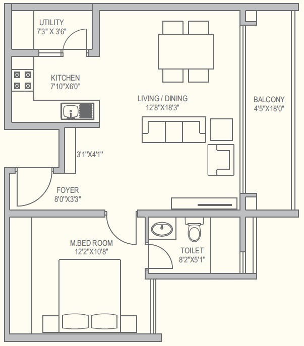 1 BHK 755 Sq. Ft. Apartment in SLV Central Park