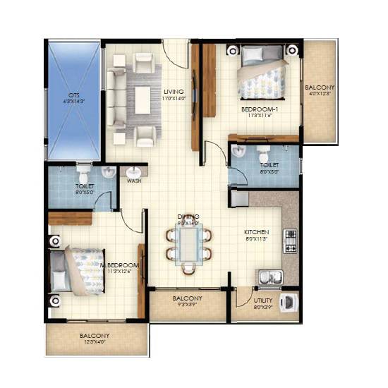 2 BHK 1161 Sq. Ft. Apartment