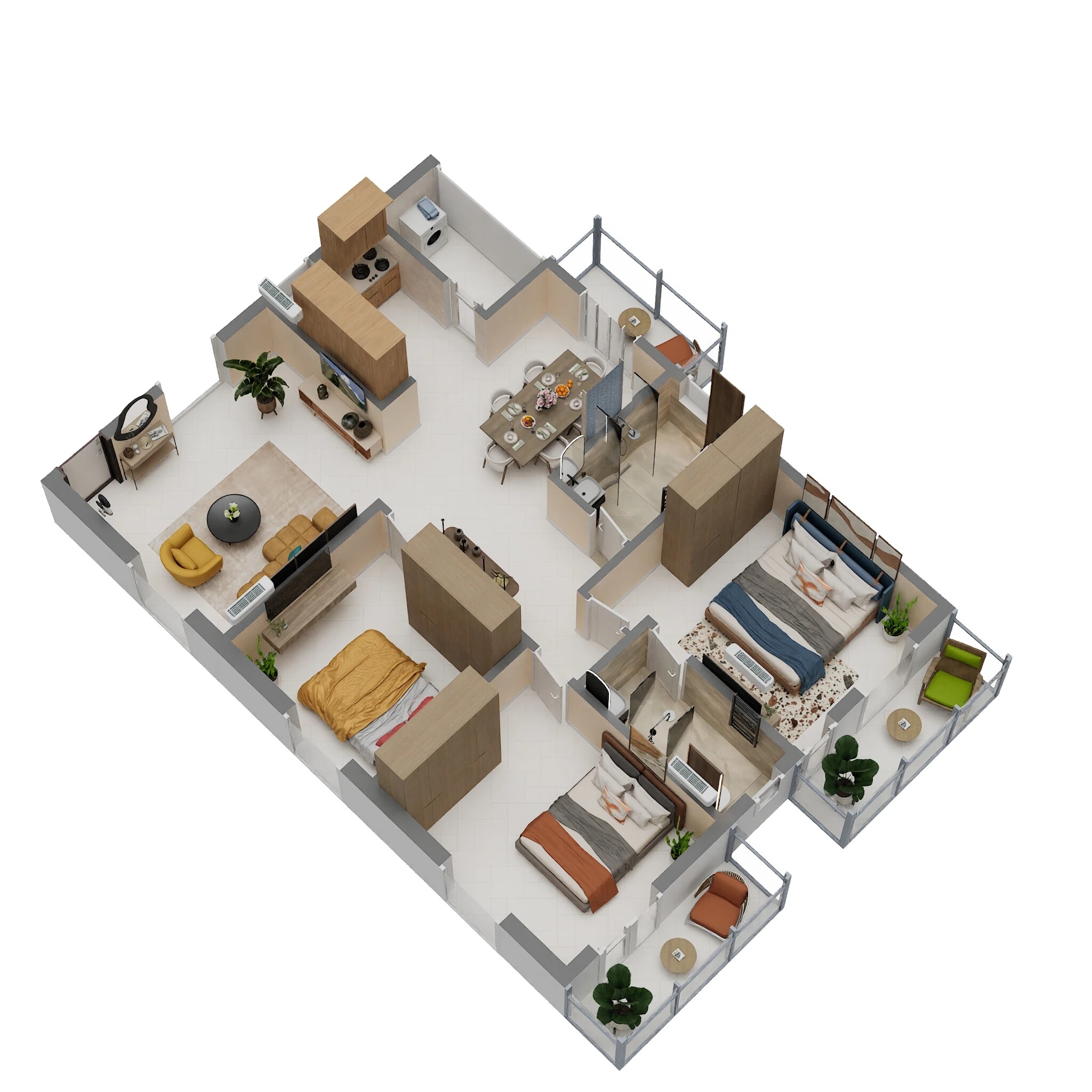 Floor plan of 3 BHK 1390 Sq. Ft. Apartment in SLV Enclave KR Puram, Bangalore