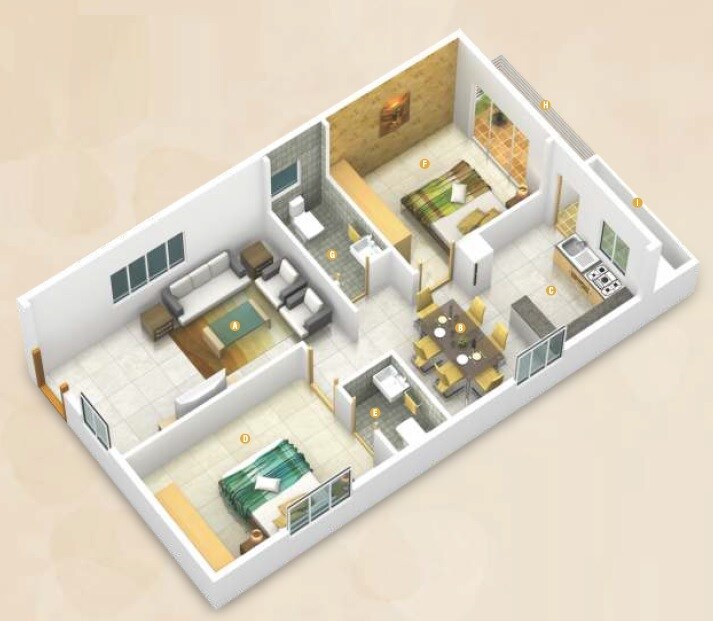 2 BHK 925 Sq. Ft. Apartment