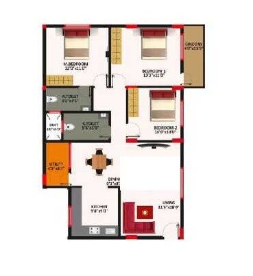 2 BHK 1225 Sq. Ft. Apartment