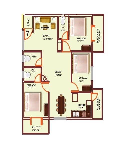 3 BHK 1320 Sq. Ft. Apartment