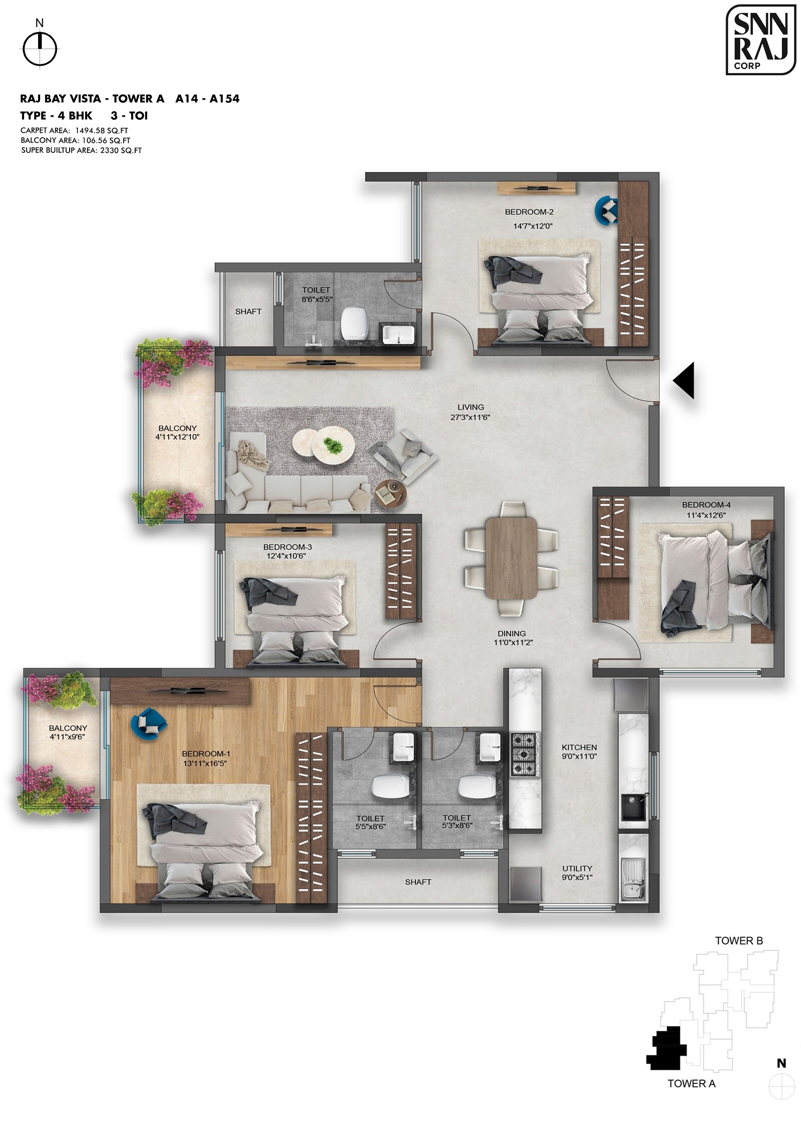 4 BHK 2330 Sq. Ft. Apartment