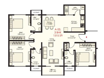  3 BHK Apartment at SNN Raj Grandeur, Bommanahalli – for Rent