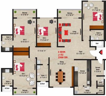  4 BHK Apartment at SNN Raj Spiritua, Jp Nagar – for Rent