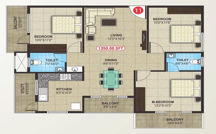 Other, snr-magnolia-park 3 Bedroom 1350 Sq.Ft. Apartment In Sarjapur Road Bangalore 8753152