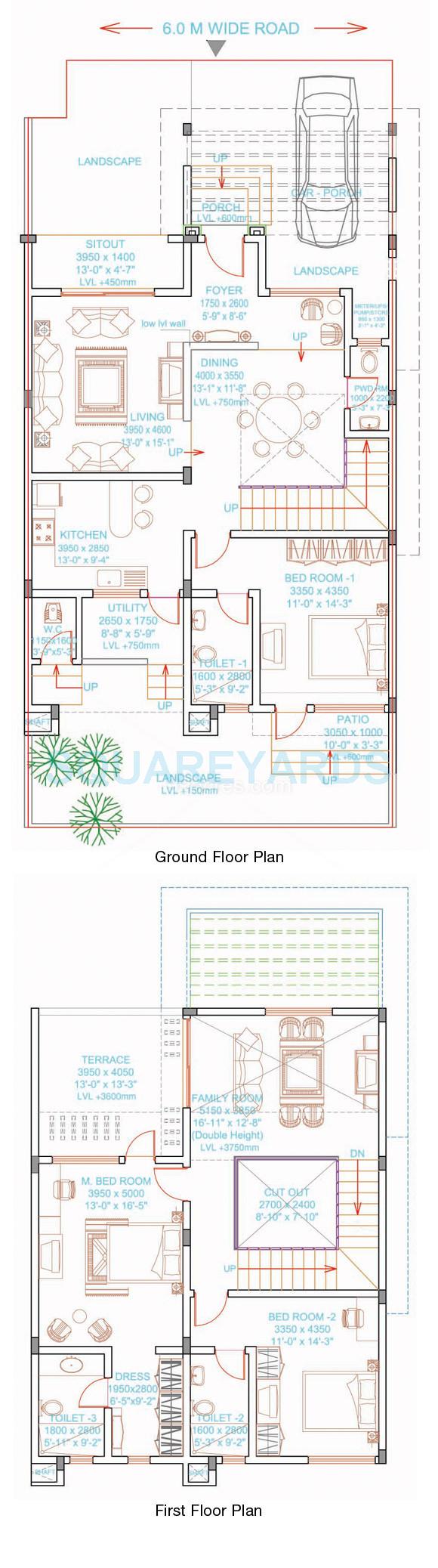 Floor plan of 3 BHK 2604 Sq. Ft. Villa in Sobha Adamus, Bangalore