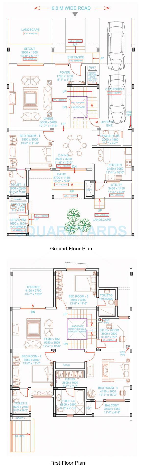 Floor plan of 4 BHK 3046 Sq. Ft. Villa in Sobha Adamus, Bangalore