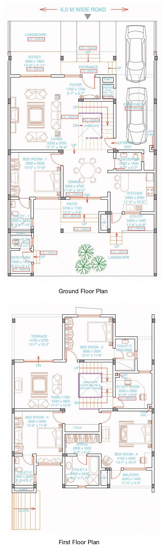 Floor plan of 4 BHK 3101 Sq. Ft. Villa in Sobha Adamus, Bangalore