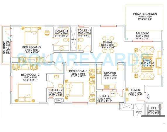 3 BHK 2012 Sq. Ft. Apartment in Sobha Althea