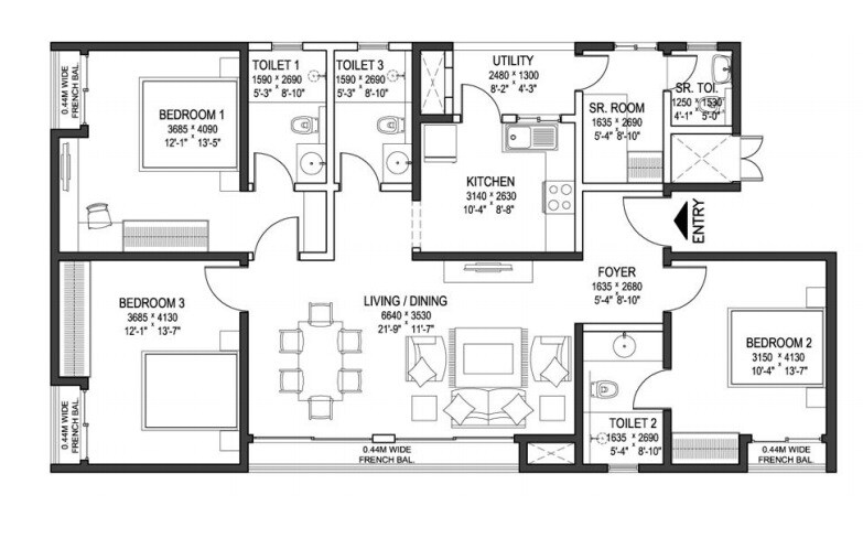 Other, sobha-arena 3 Bedroom 1592 Sq.Ft. Apartment In Kanakapura Road Bangalore 9549803
