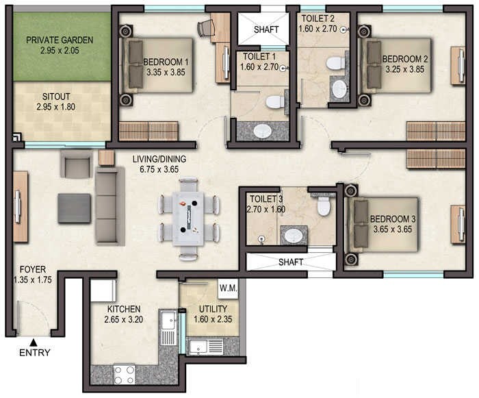  3 BHK Apartment at Sobha Avenue, Whitefield – for Rent