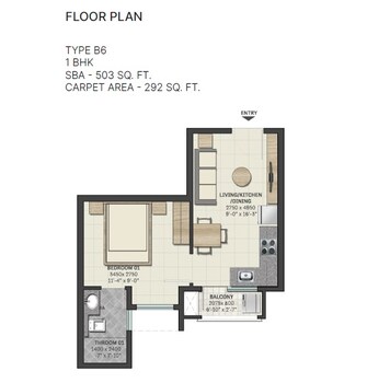 1 BHK Apartment For Resale in Sobha Brooklyn Towers Town Park Hosur Road Bangalore  8109442