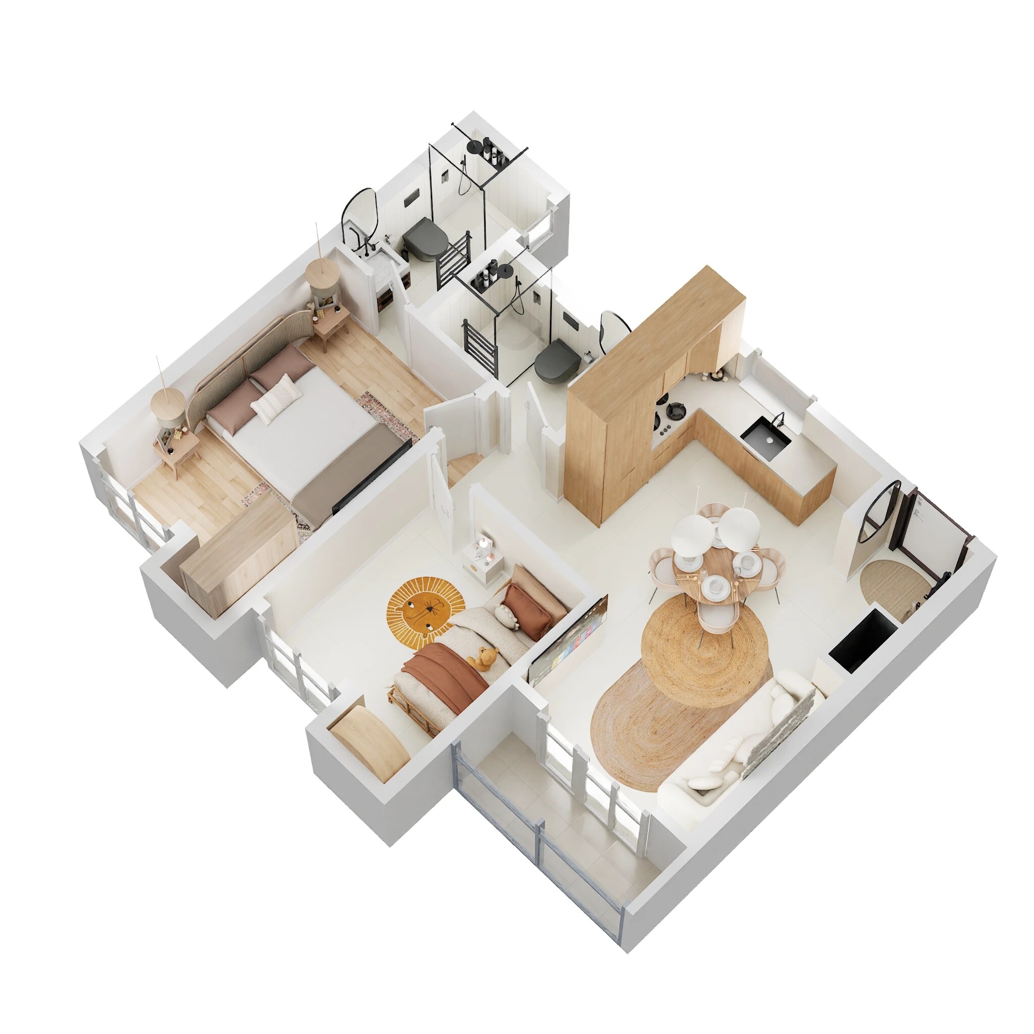 2 BHK 833 Sq. Ft. Apartment