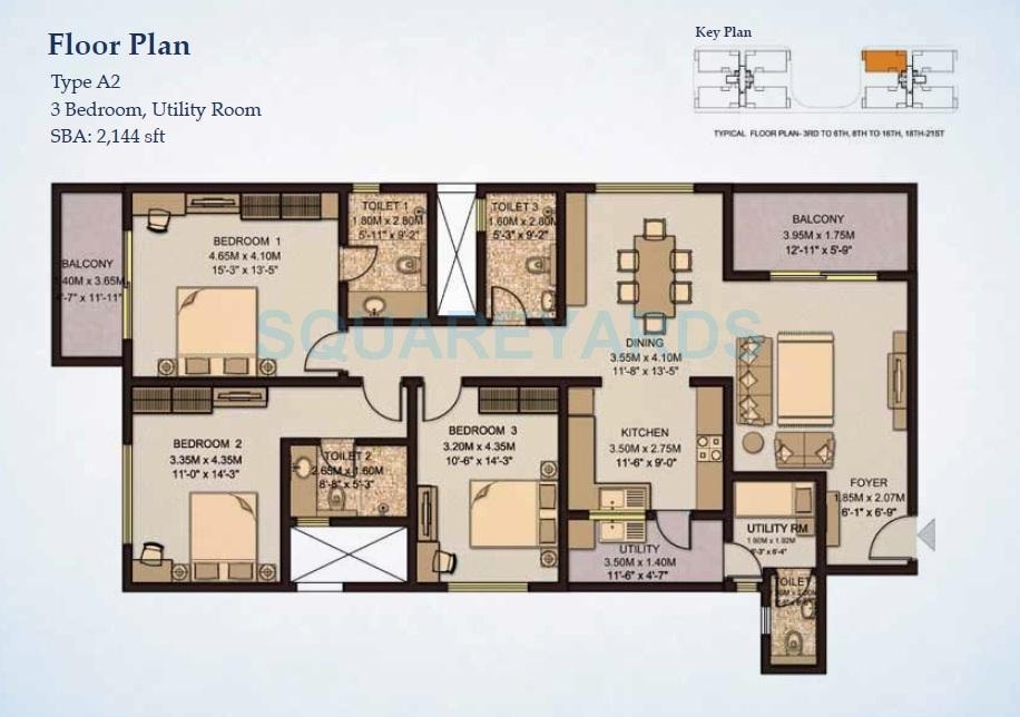 3 BHK 2144 Sq. Ft. Apartment