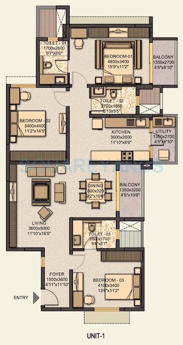  3 BHK Apartment at Sobha Classic, Harlur – for Rent