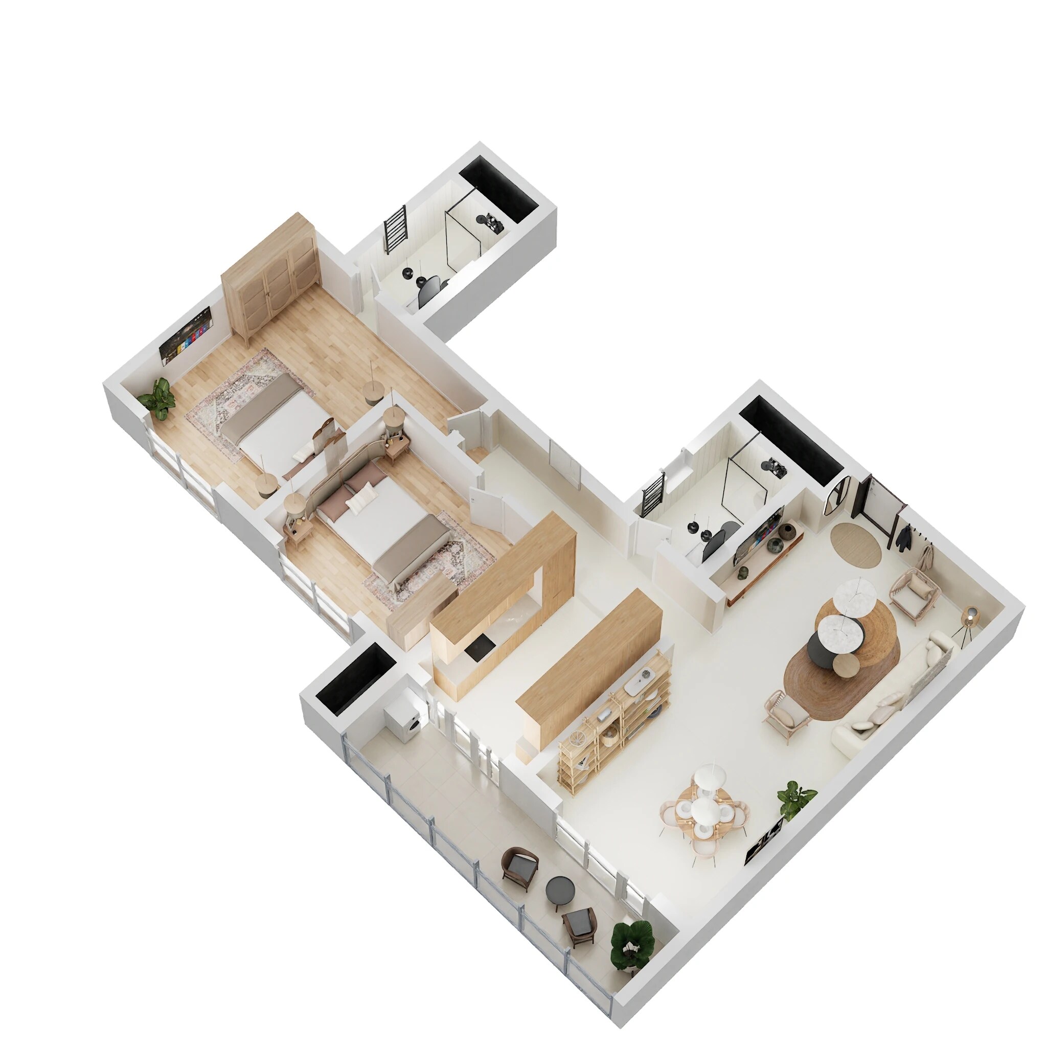 Floor plan of 2 BHK 1205 Sq. Ft. Apartment in Sobha Dream Acres, Bangalore