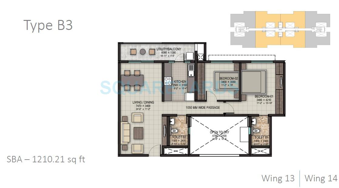 Rental 2 Bedroom 1210 Sq.Ft. Apartment in Sobha Dream Acres, Panathur