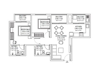 2 BHK Apartment For Rent in Sobha Dream Gardens Thanisandra Main Road Bangalore  8130373