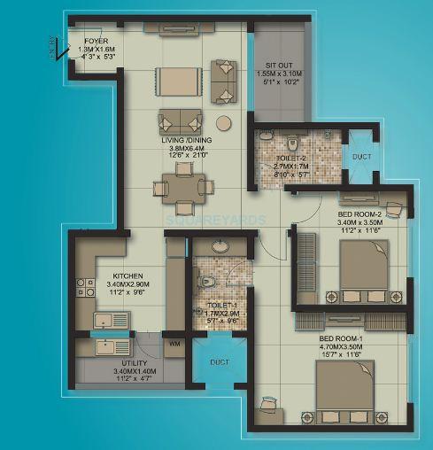 2 BHK 1342 Sq. Ft. Apartment