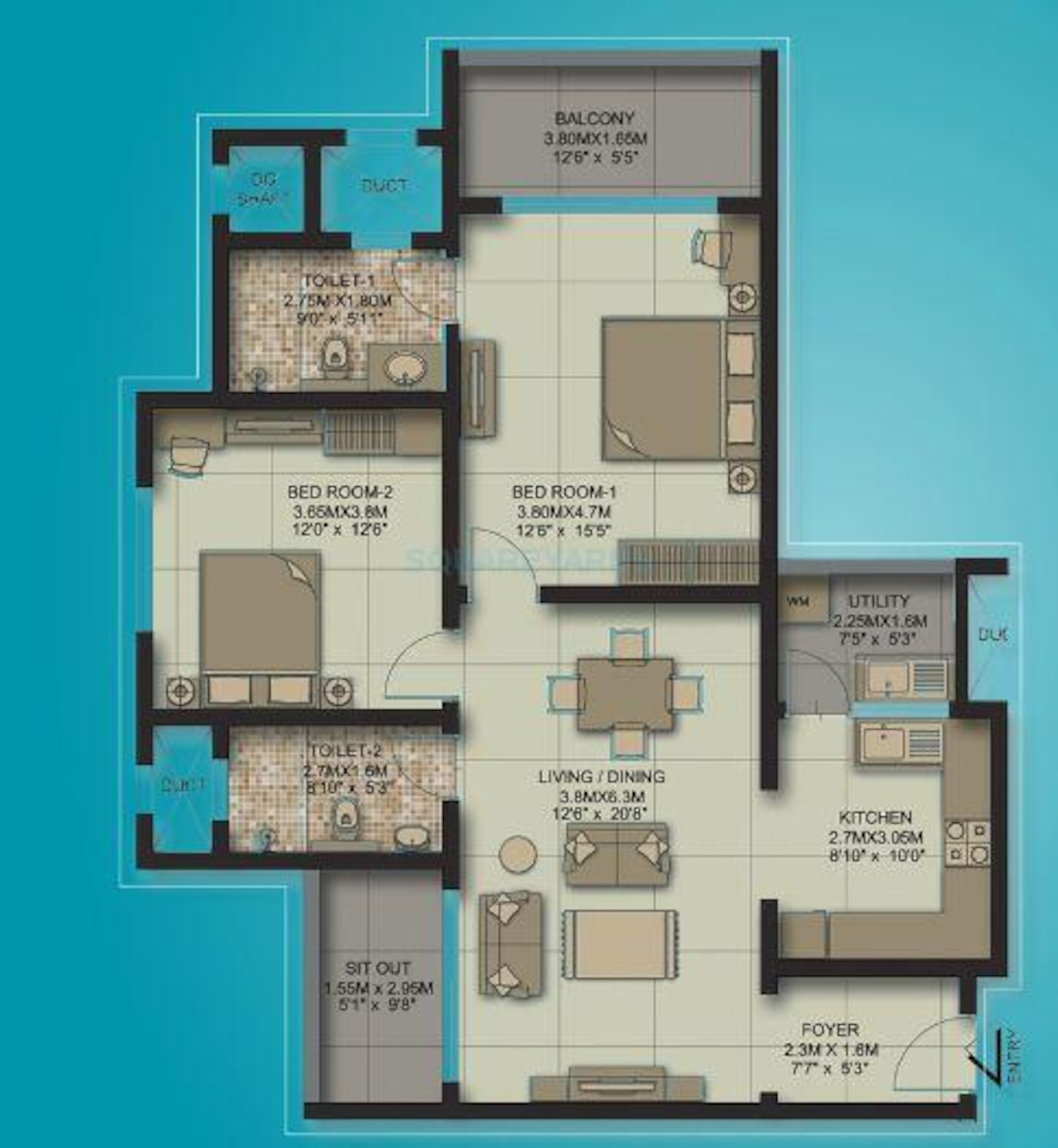 sobha habitech apartment 2bhk 1380sqft 1