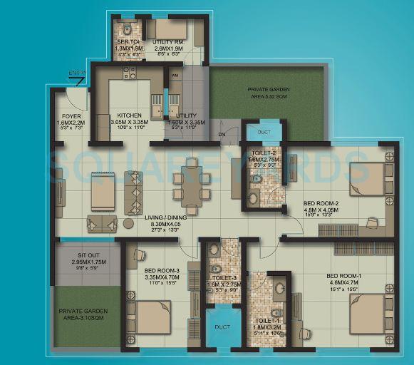 3 BHK 2206 Sq. Ft. Apartment
