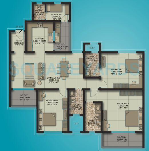 3 BHK 2225 Sq. Ft. Apartment