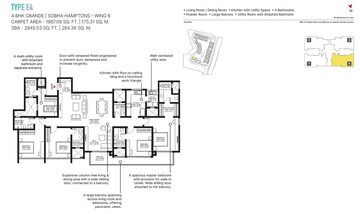  4 BHK Apartment at Sobha Hamptons Town Park, Hosur Road – for Sale