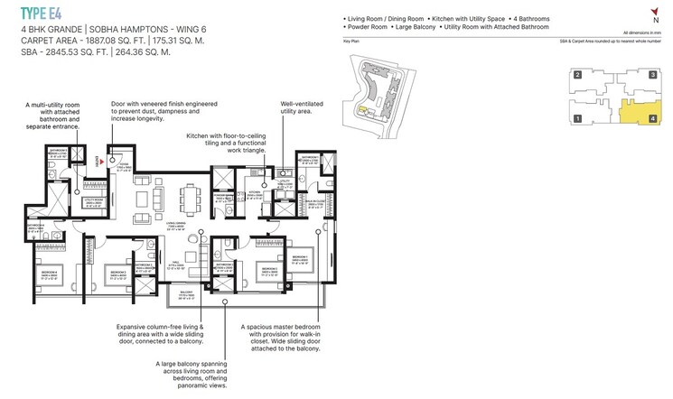Other, sobha-hamptons-town-park 4 Bedroom 2860 Sq.Ft. Apartment In Hosur Road Bangalore 8700057