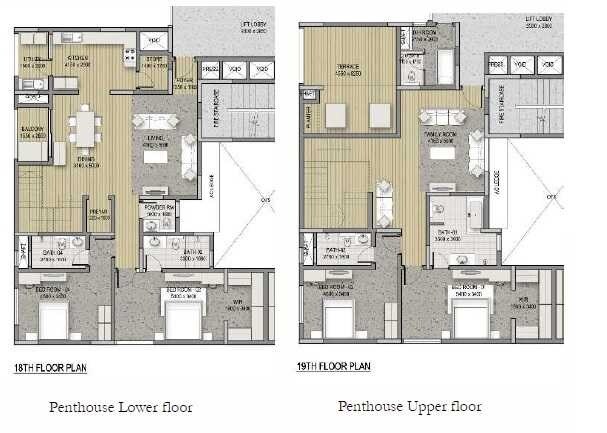 Floor plan of 4 BHK 4112 Sq. Ft. Apartment in Sobha HRC Pristine Bangalore, Bangalore