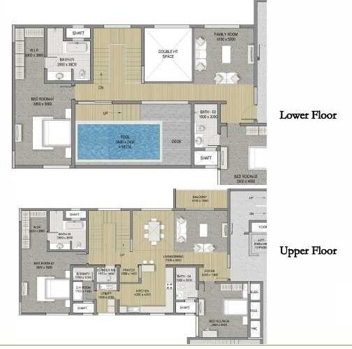 Floor plan of 4 BHK 3588 Sq. Ft. Penthouse in Sobha HRC Pristine, Bangalore