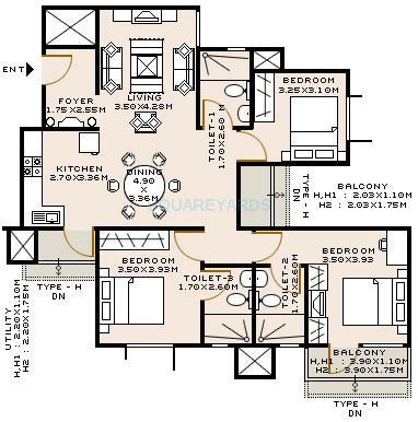 3 BHK 1586 Sq. Ft. Apartment