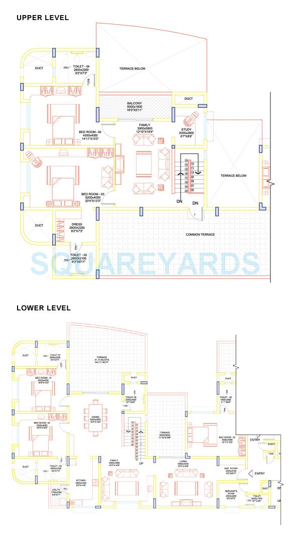 Floor plan of 4 BHK 4502 Sq. Ft. Apartment in Sobha Lavender, Bangalore