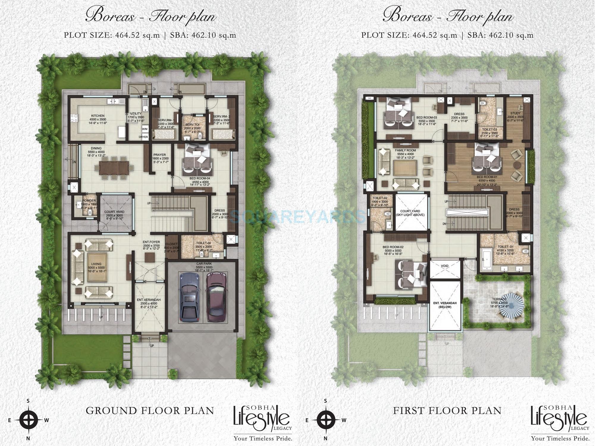 Floor plan of 4 BHK 4974 Sq. Ft. Villa in Sobha Lifestyle Legacy, Bangalore