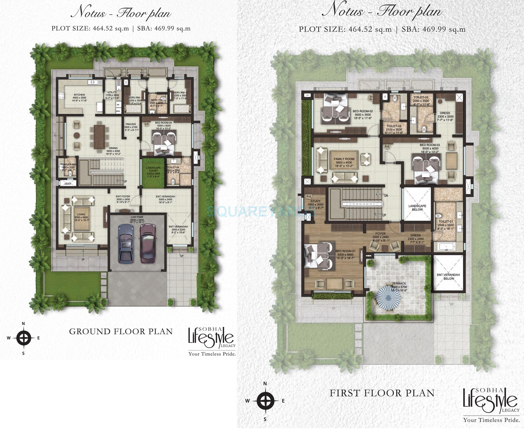 Floor plan of 4 BHK 5071 Sq. Ft. Villa in Sobha Lifestyle Legacy, Bangalore