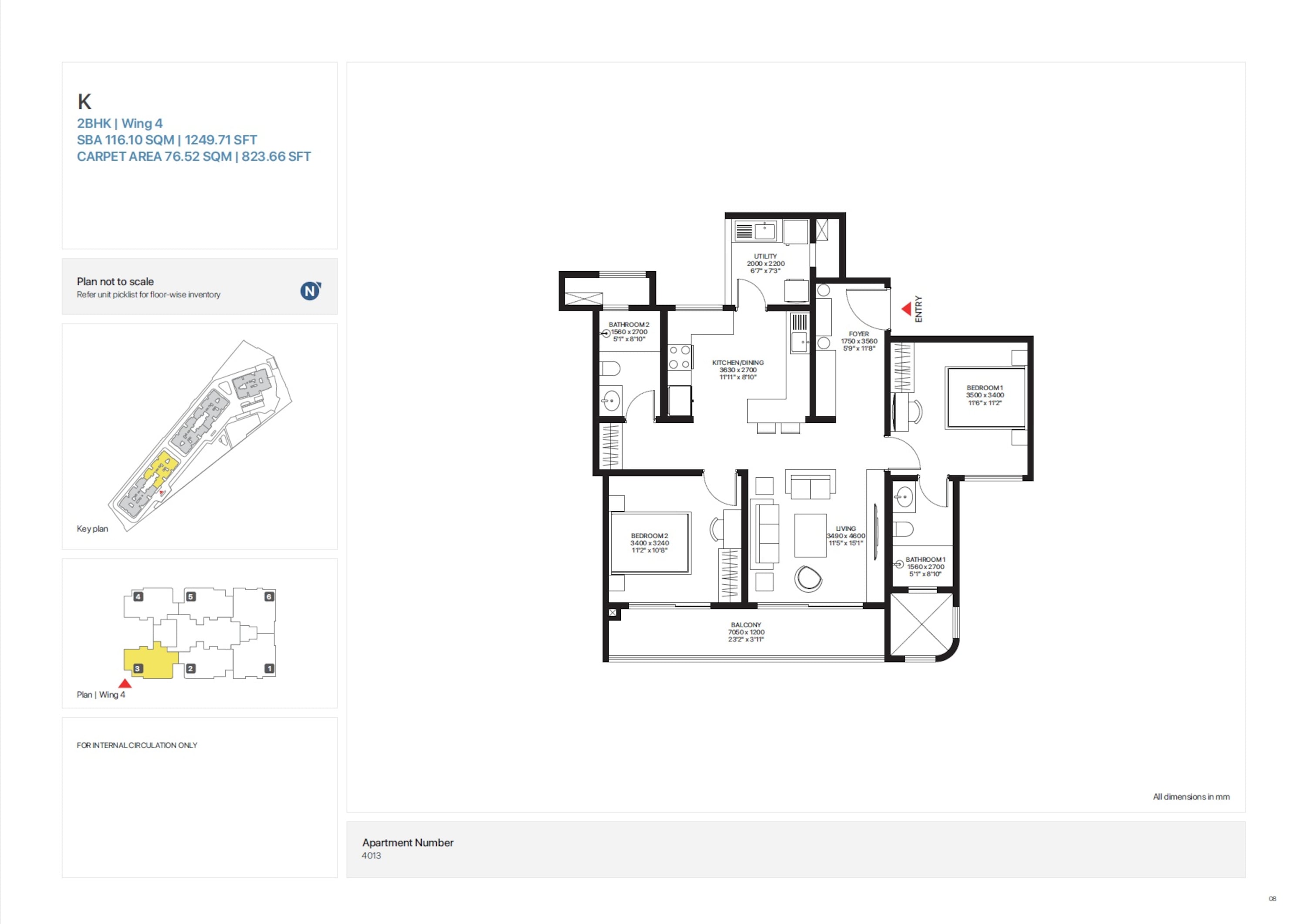 2 BHK 1250 Sq. Ft. Apartment in Sobha Magnus