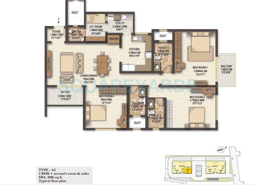 3 BHK 2086 Sq. Ft. Apartment