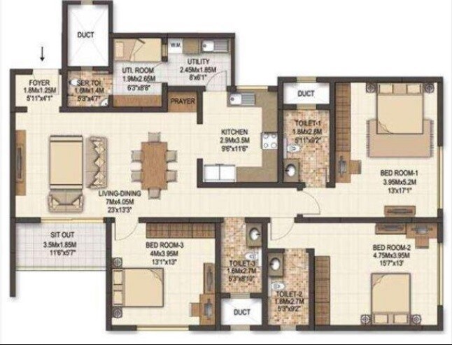 4 BHK 3744 Sq. Ft. Apartment