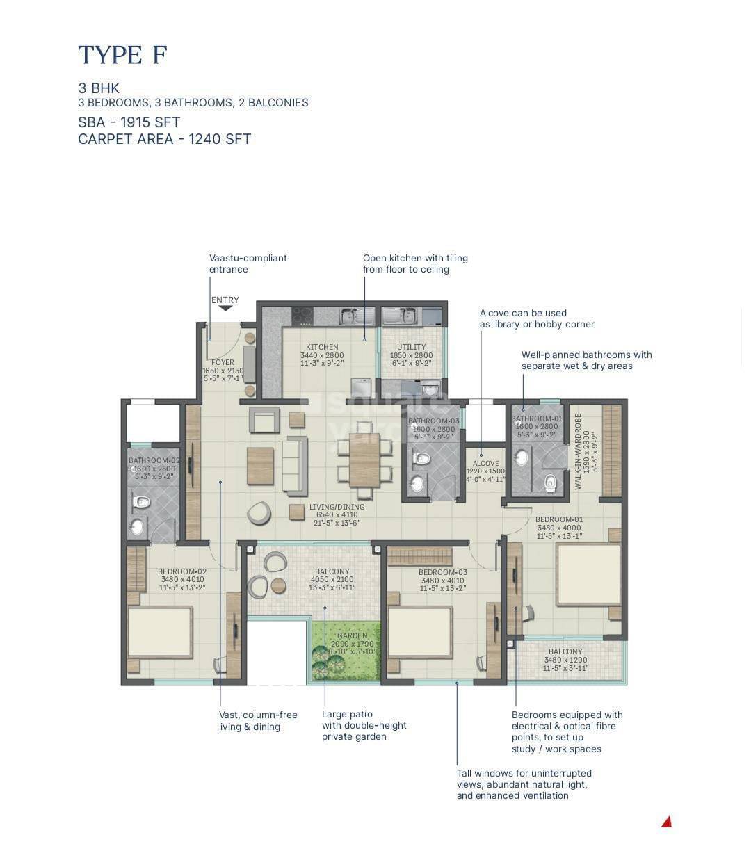 Other, sobha-neopolis 3 Bedroom 1915 Sq.Ft. Apartment In Panathur Bangalore 9130561