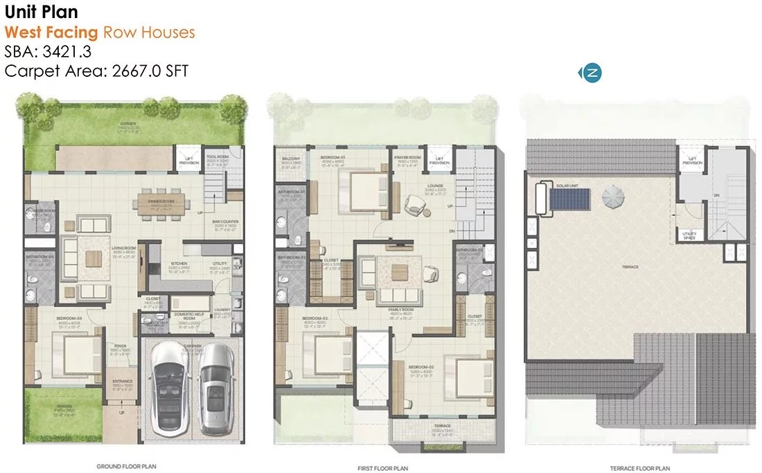 4 BHK 3441 Sq. Ft. Row House in Sobha Oakshire