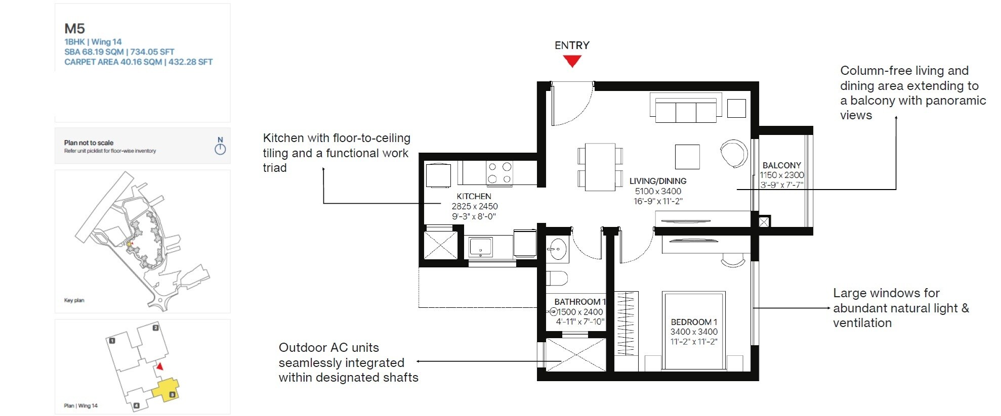 1 BHK 734 Sq. Ft. Apartment
