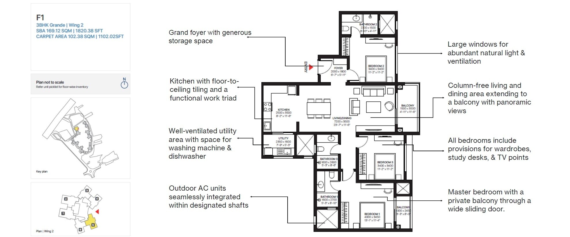 3 BHK 1820 Sq. Ft. Apartment