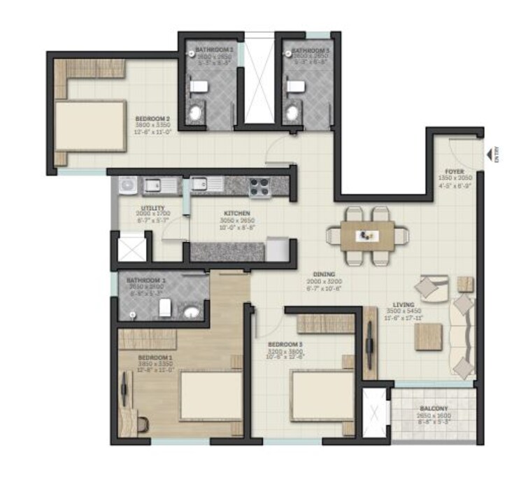 Other, sobha-palm-courts 2 Bedroom 1332 Sq.Ft. Apartment In Kogilu Bangalore 9008107
