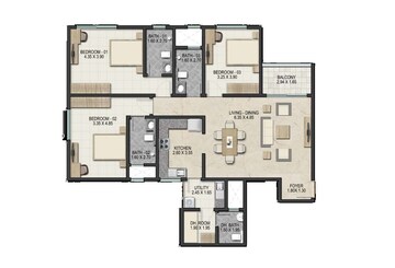  3 BHK Apartment at Sobha Royal Pavilion, Chikkakannalli – for Rent