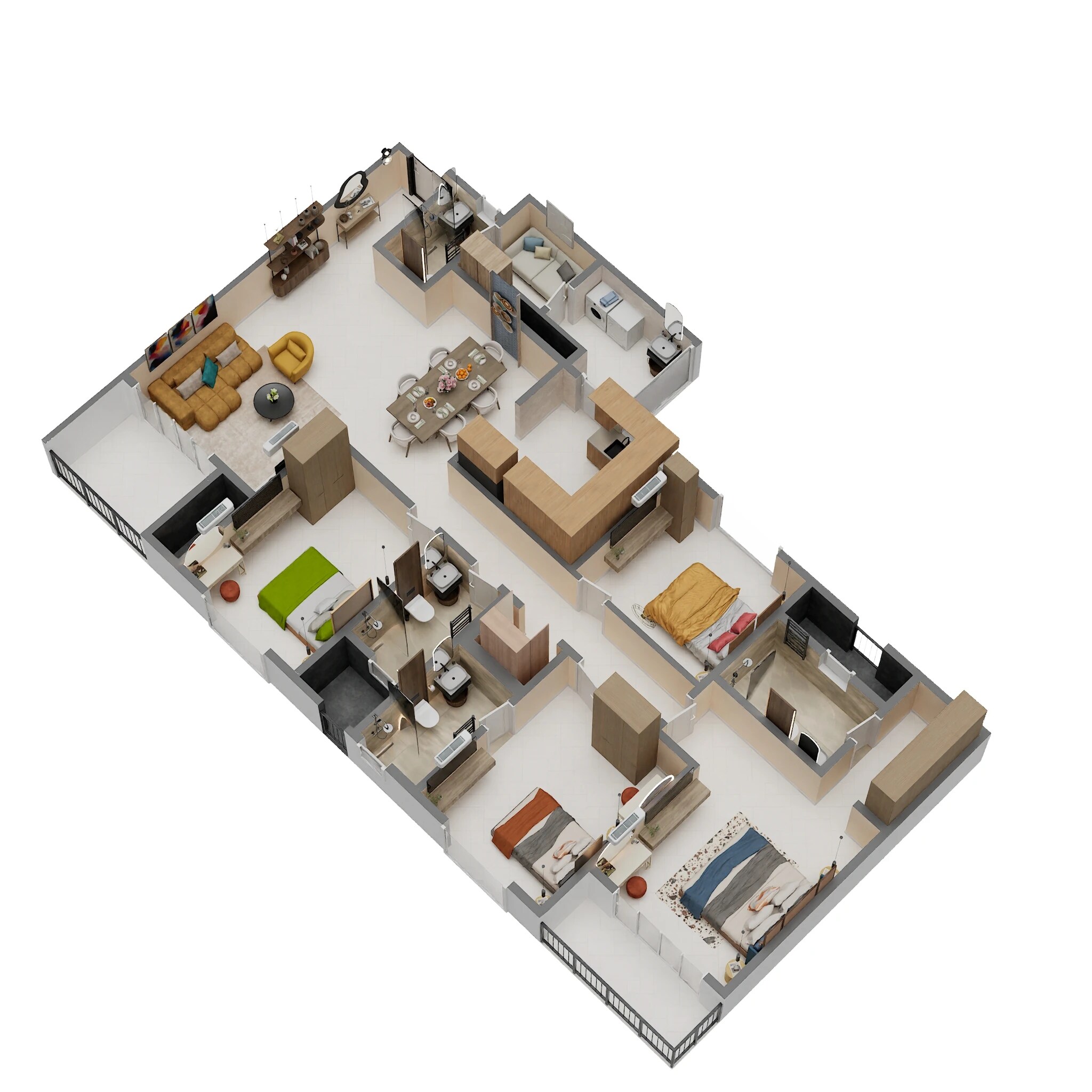Floor plan of 4 BHK 1627 Sq. Ft. Apartment in Sobha Royal Pavilion Phase 6, Bangalore